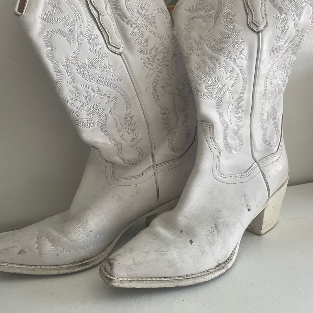 Jeffrey Campbell White Ankle Boots with Western Flair